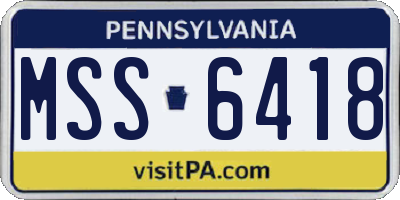 PA license plate MSS6418