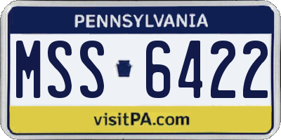 PA license plate MSS6422