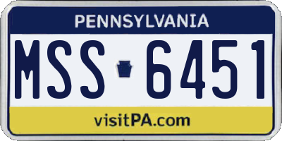 PA license plate MSS6451
