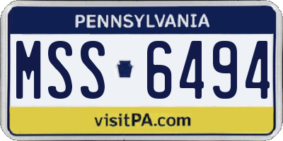 PA license plate MSS6494
