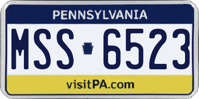 PA license plate MSS6523