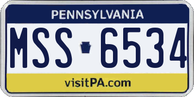 PA license plate MSS6534