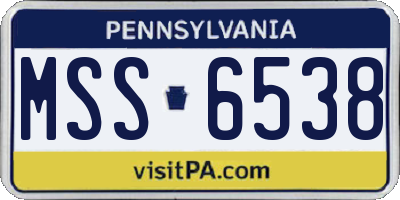 PA license plate MSS6538