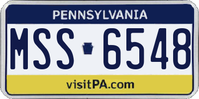 PA license plate MSS6548