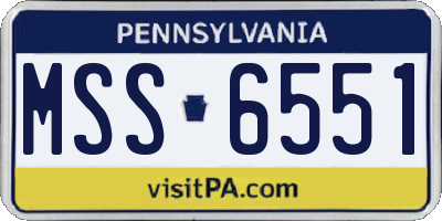 PA license plate MSS6551