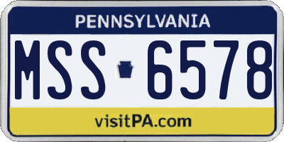 PA license plate MSS6578