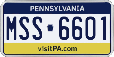 PA license plate MSS6601