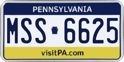 PA license plate MSS6625