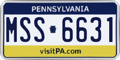 PA license plate MSS6631
