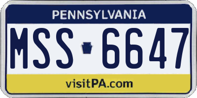PA license plate MSS6647