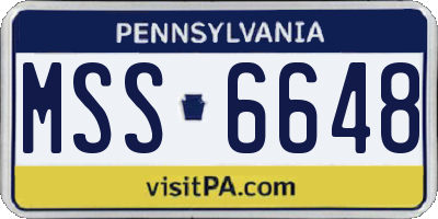 PA license plate MSS6648