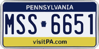 PA license plate MSS6651