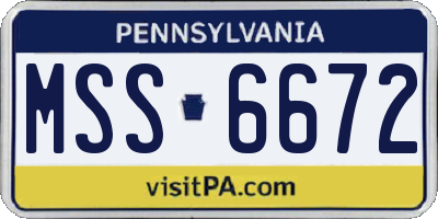 PA license plate MSS6672