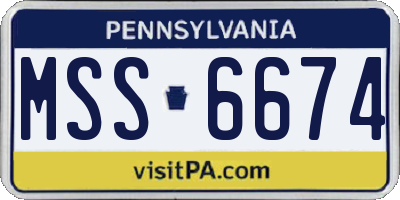 PA license plate MSS6674