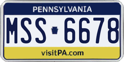 PA license plate MSS6678