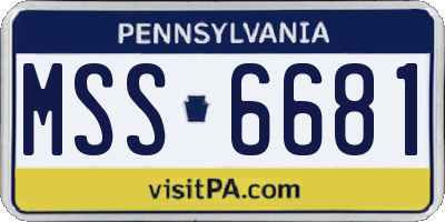 PA license plate MSS6681