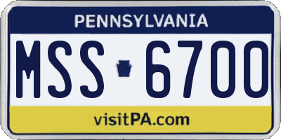 PA license plate MSS6700