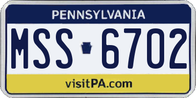PA license plate MSS6702
