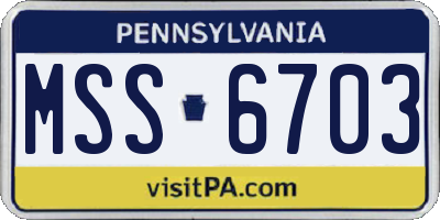 PA license plate MSS6703
