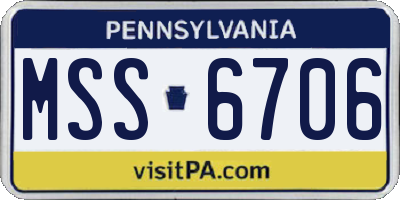 PA license plate MSS6706
