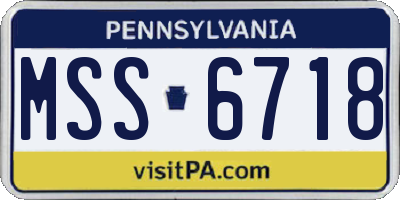 PA license plate MSS6718