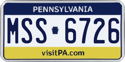 PA license plate MSS6726