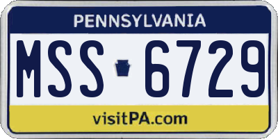 PA license plate MSS6729