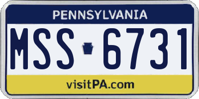 PA license plate MSS6731