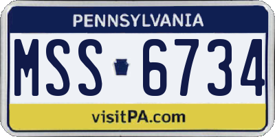PA license plate MSS6734