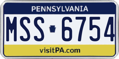 PA license plate MSS6754