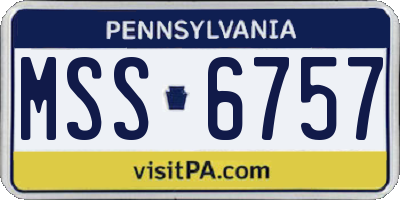 PA license plate MSS6757