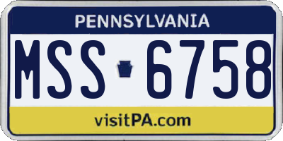PA license plate MSS6758