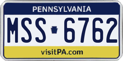 PA license plate MSS6762