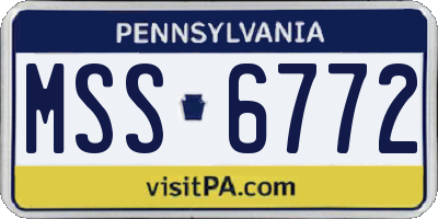 PA license plate MSS6772