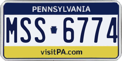 PA license plate MSS6774