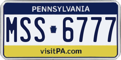 PA license plate MSS6777