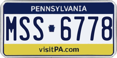 PA license plate MSS6778
