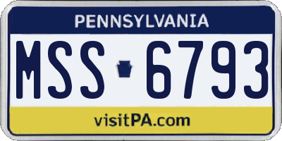 PA license plate MSS6793
