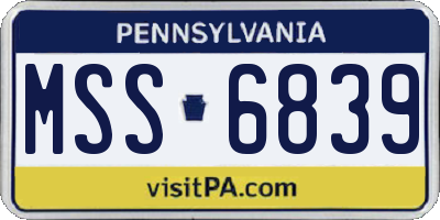 PA license plate MSS6839