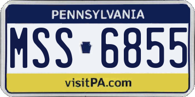 PA license plate MSS6855
