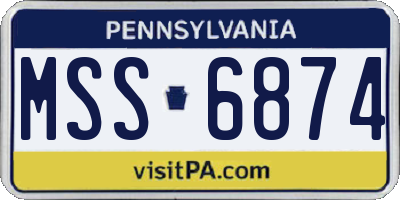 PA license plate MSS6874
