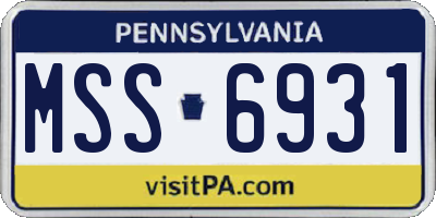 PA license plate MSS6931