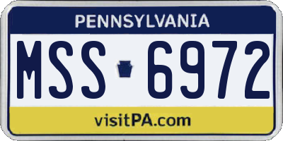 PA license plate MSS6972