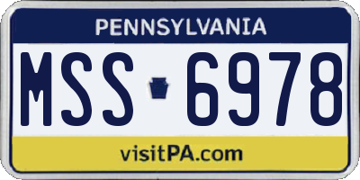 PA license plate MSS6978