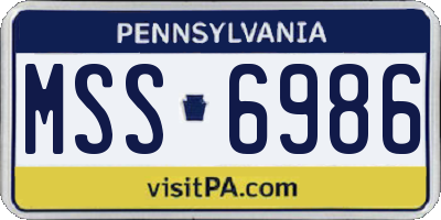 PA license plate MSS6986