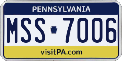 PA license plate MSS7006