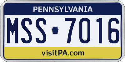 PA license plate MSS7016