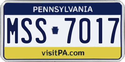 PA license plate MSS7017