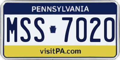 PA license plate MSS7020