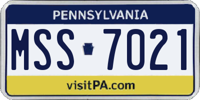 PA license plate MSS7021